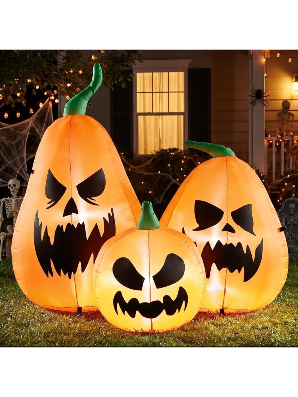 🎃6.5ft Halloween Inflatable Pumpkins Family Set with LED Lights With Yard Decor